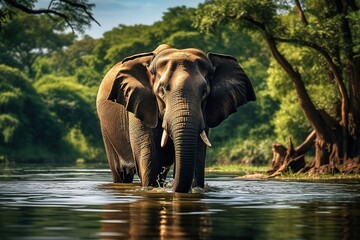 Fototapeta premium Elephant in the river