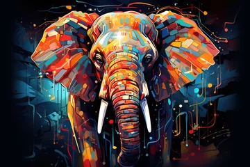 Fotobehang Background with colorful elephant © Leoarts