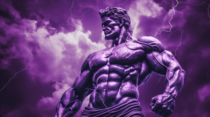 Fashwave muscular ancient greek statue