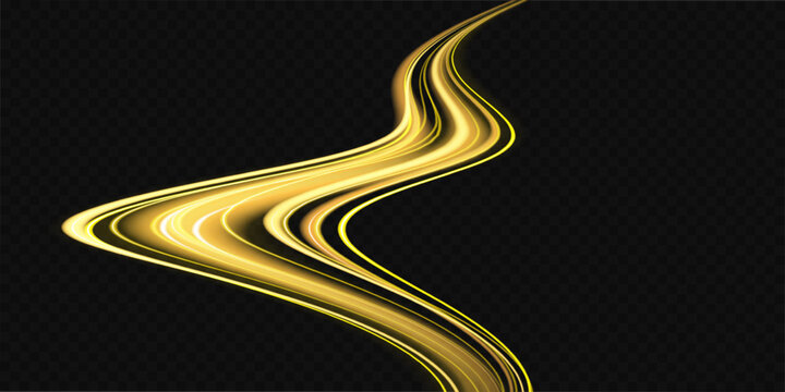 Shiny wavy trail, light painting.Glowing spiral effect on checkered background. Abstract light speed motion effect. Bright sparkling background.