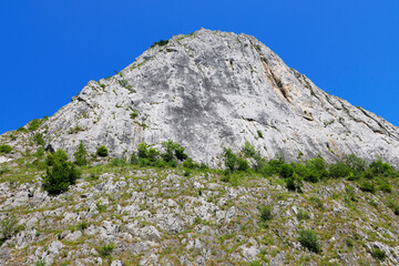 Summer landscape of Valisoarei Gorges, a geo-morphological and botanical nature reserve located in eastern Trascau Mountains, Alba County, Romania, Europe	
