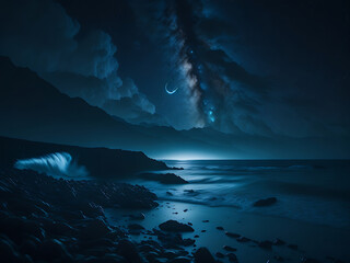 night sky and sea