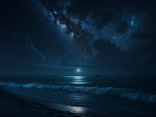 Fototapeta na wymiar night sky and sea
