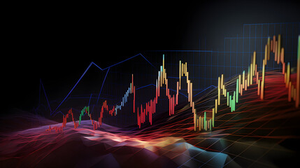 Vibrant Forex Stock Market Chart Against a Black Background. Financial Market Concept. Generative Ai. 