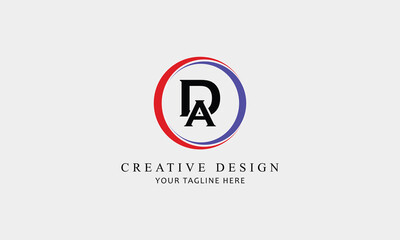 DA AD  circle creative brand name company logo design red blue color 
