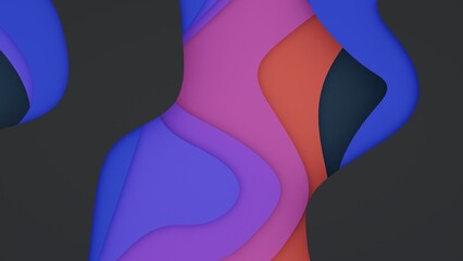 Colorful layers in paper cut style - abstract modern art background wallpaper with strong red and blue colors