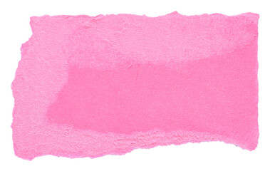 Single piece of isolated torn ripped crumpled blank pink paper with rough edges and blank copy...