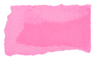 Single piece of isolated torn ripped crumpled blank pink paper with rough edges and blank copy space for text on white or transparent background, png design element