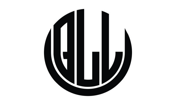 QLL shield in circle logo design vector template. lettermrk, wordmark, monogram symbol on white background.	