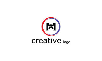 MA AM circle creative brand name company logo design red blue color 