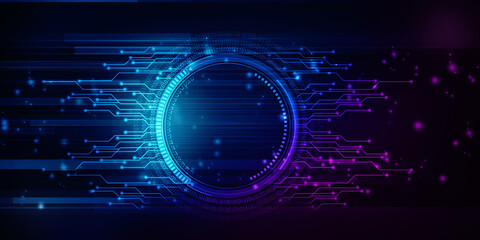 2d illustration Abstract futuristic electronic circuit technology background