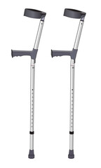 elbow crutches walking stick vector illustration, pair of aluminum crutches walking aid vector image