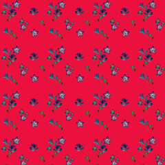 Small flowers on a red background pattern