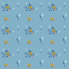 seamless background with pale blue leaves