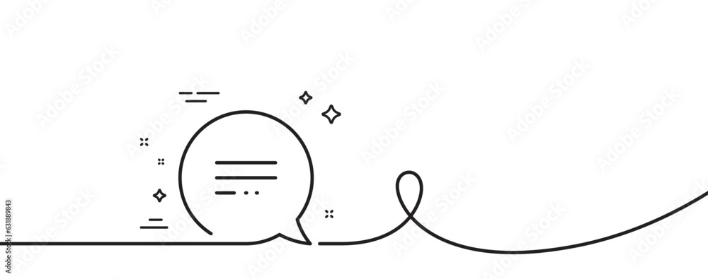 Aufkleber text message line icon. continuous one line with curl. chat comment sign. speech bubble symbol. text