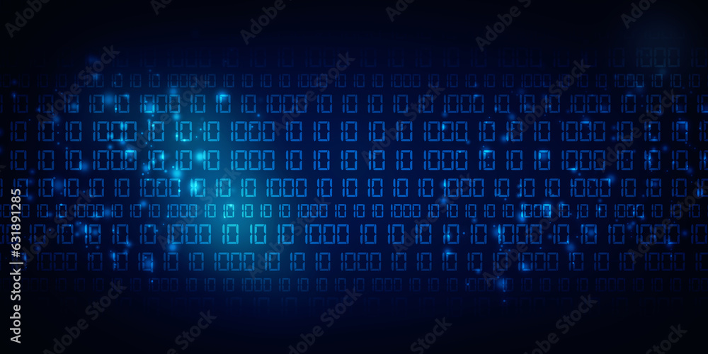 Poster 2d illustration abstract digital binary data on computer screen