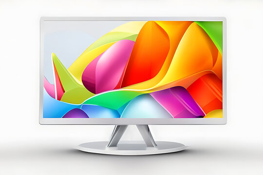Modern colorful wide and square desktop computer monitor screen. AI-Generated