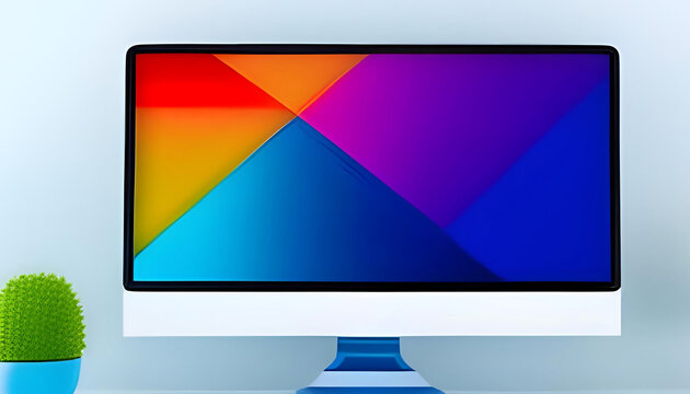 Modern colorful wide and square desktop computer monitor screen. AI-Generated