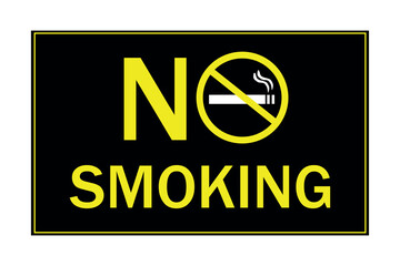Do not smoke. No smoking signage in black with texture and informational icons in yellow.