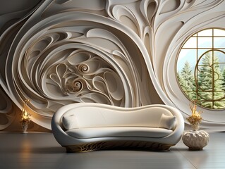 Modern 3D Abstraction Wallpaper for Walls Luxury Golden and White Background, Interior Home Mural Painting wall art for Living Room generative ai