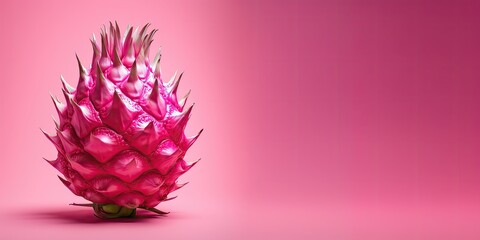 Dragon fruit isolated on a pink background. 3d render illustration. Copy space for your text