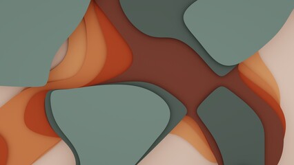 Colorful layers in paper cut style - abstract modern art background wallpaper with red and green pastell colors