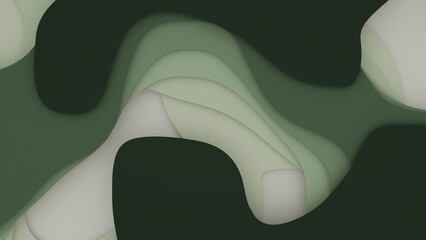 Colorful layers in paper cut style - abstract modern art background wallpaper with green pastell colors