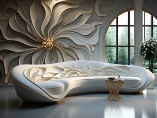 Modern 3D Abstraction Wallpaper for Walls Luxury Golden and White Background, Interior Home Mural Painting wall art for Living Room generative ai
