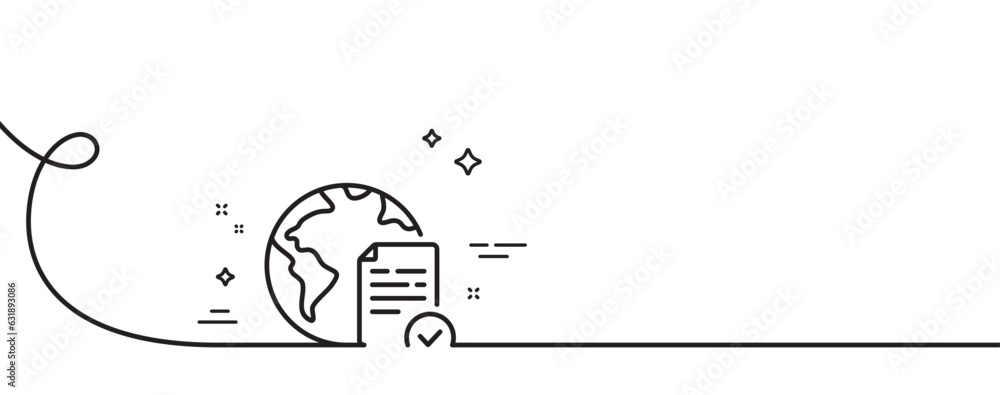 Poster online voting line icon. continuous one line with curl. internet vote sign. web election symbol. onl