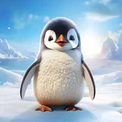 Rolgordijnen cute penguin cartoon style © toomi123
