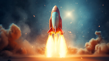 rocket start 3d cartoon graphics computer design idea startup internet technology speed
