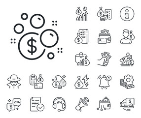 Cash corruption sign. Cash money, loan and mortgage outline icons. Launder money line icon. Tax avoidance symbol. Launder money line sign. Credit card, crypto wallet icon. Vector
