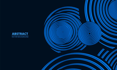 Abstract dark blue background with circle geometric lines. Futuristic technology concept vector illustration with rounded lines. Dark blue background for business, corporate, brochure, banner or cover