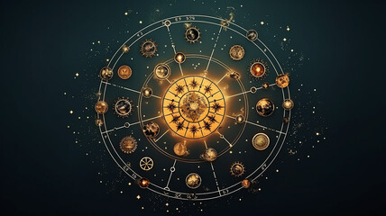 astrological background with planets and copy space - obrazy, fototapety, plakaty