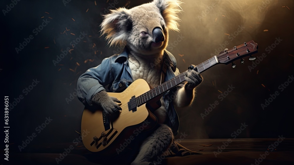 Canvas Prints A rockstar koala with a guitar.