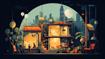 City vector flat illustration