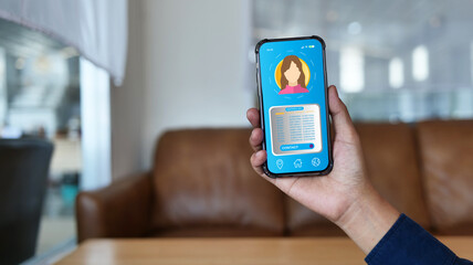 The modern workplace, where a supervisor efficiently checks staff information through a mobile app. Seamlessly blending technology and professionalism. Business human resources and Technology concept