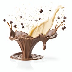 Chocolate splashing in a studio shot. Generated with AI