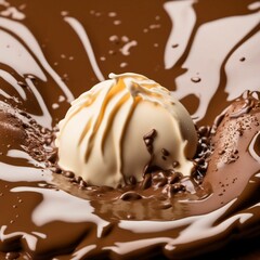 Chocolate splashing in a studio shot. Generated with AI