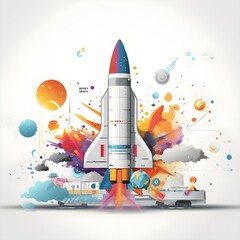 abstract graphic with rocket start