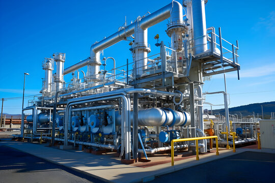 image of industrial plant on the blue background