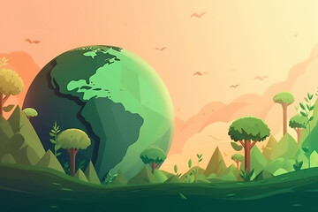 Earth Day Celebration: Embracing and Preserving Our Natural World. Ai generated.