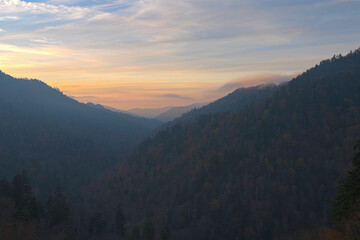 sunset in the mountains