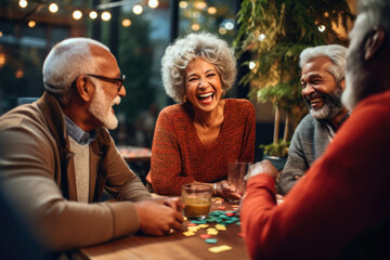 Game Night Harmony: Seniors Enjoying Friendly Competition with board games