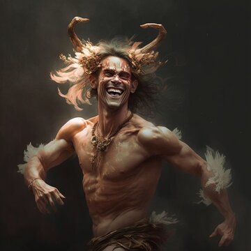 Faun dancing, portrait, illustration, fantasy 