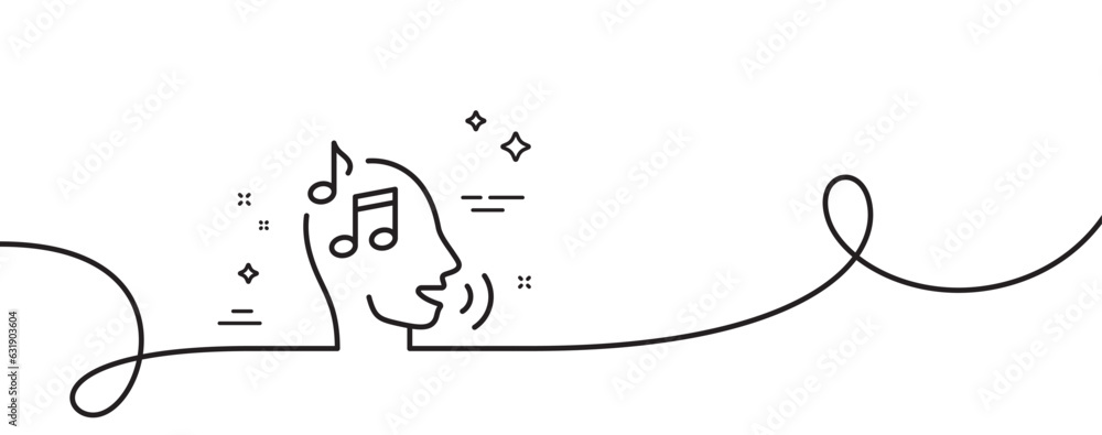 Poster voicemail line icon. continuous one line with curl. audio message sign. singing symbol. voicemail si