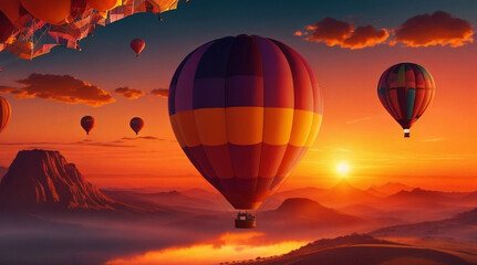 hot air balloon in the sunset