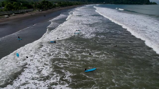 Beautiful aerial footage of Jaco Beach in Costa Rica and surf clases - Pro surfing