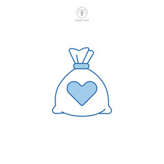 Money Bag with Heart icon symbol vector illustration isolated on white background