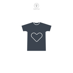 Clothes Donation. T-Shirt with Heart icon symbol vector illustration isolated on white background